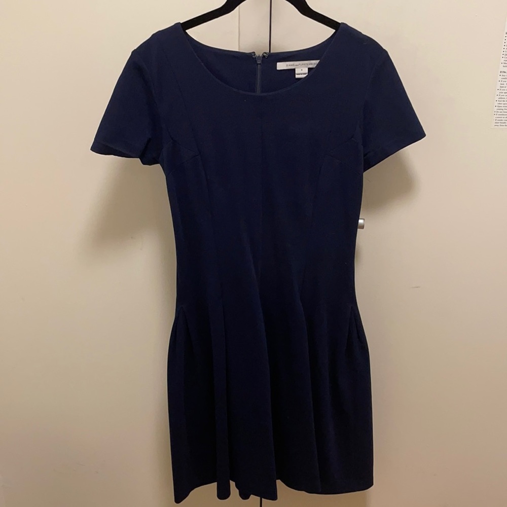 Navy Blue Diane Von Furstenberg Stretchy Flare Dress